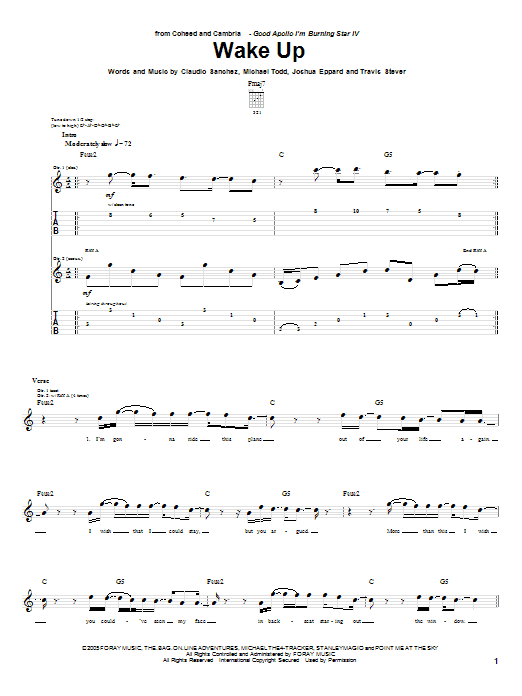 Coheed And Cambria Wake Up Sheet Music