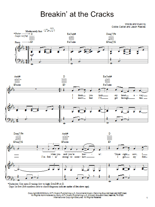 Colbie Caillat Breakin' At The Cracks Sheet Music