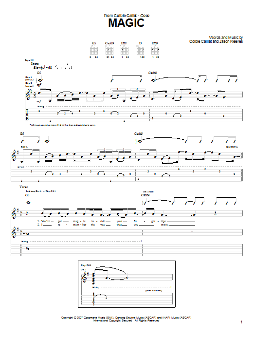 Colbie Caillat Magic Sheet Music