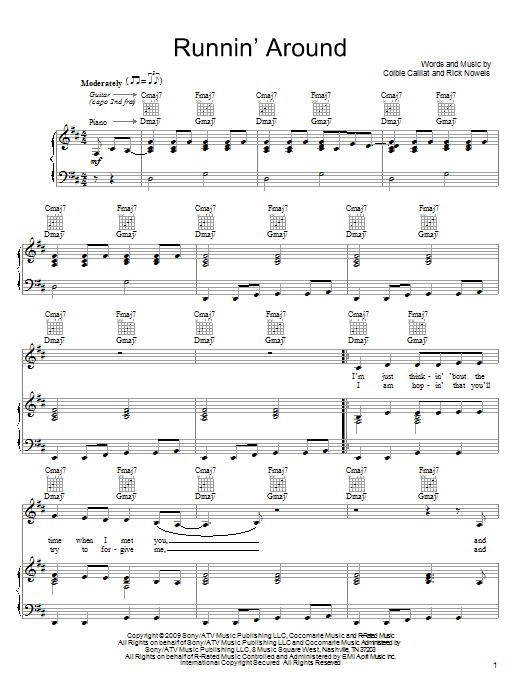 Colbie Caillat Runnin' Around Sheet Music