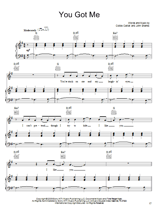 Colbie Caillat You Got Me Sheet Music