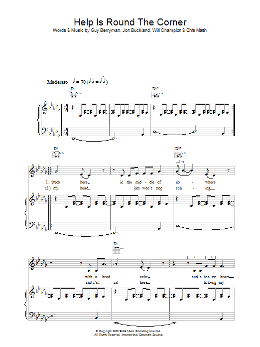 Coldplay Help Is Round The Corner Sheet Music