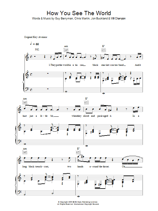Coldplay How You See The World Sheet Music