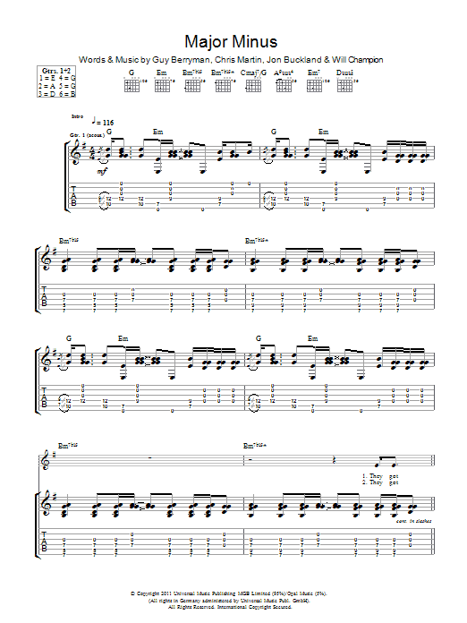 Coldplay Major Minus Sheet Music