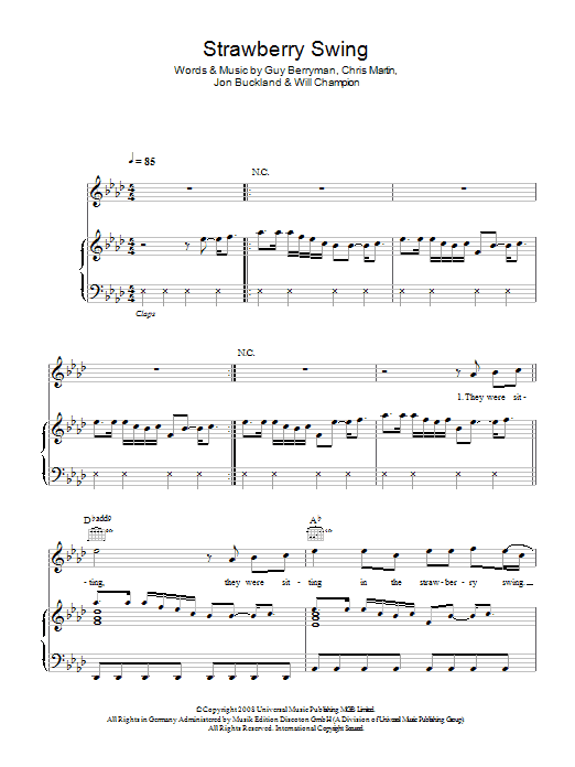 Coldplay Strawberry Swing Sheet Music