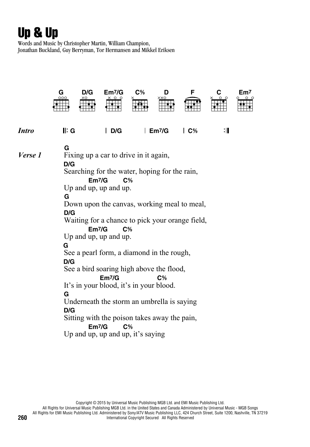 Coldplay Up & Up Sheet Music