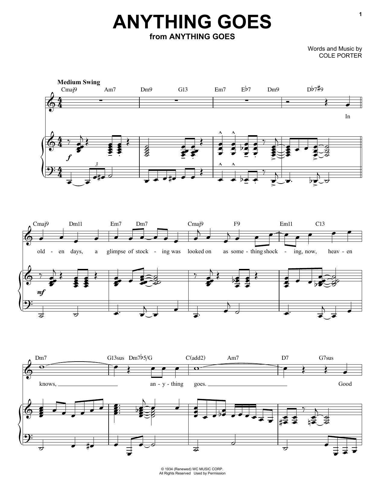 Cole Porter Anything Goes [Jazz version] (arr. Brent Edstrom) Sheet Music