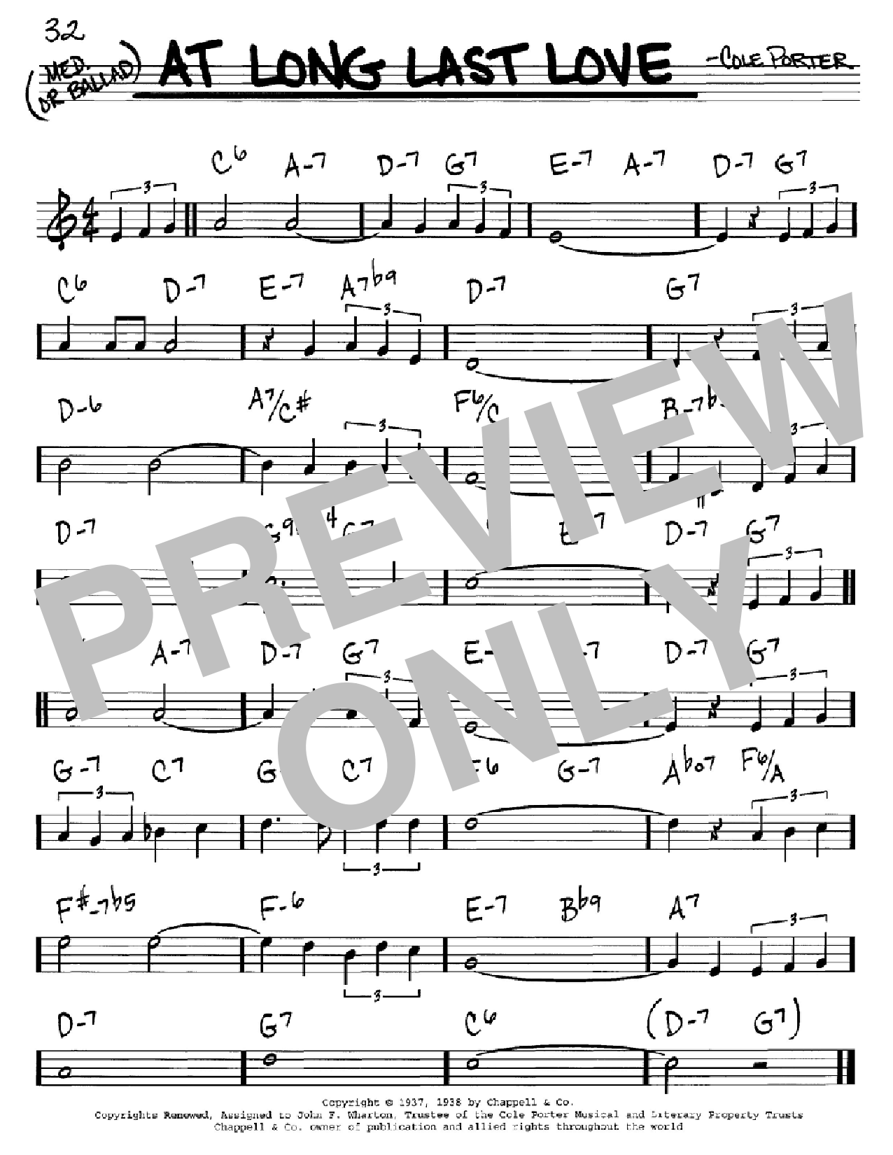 Cole Porter At Long Last Love Sheet Music
