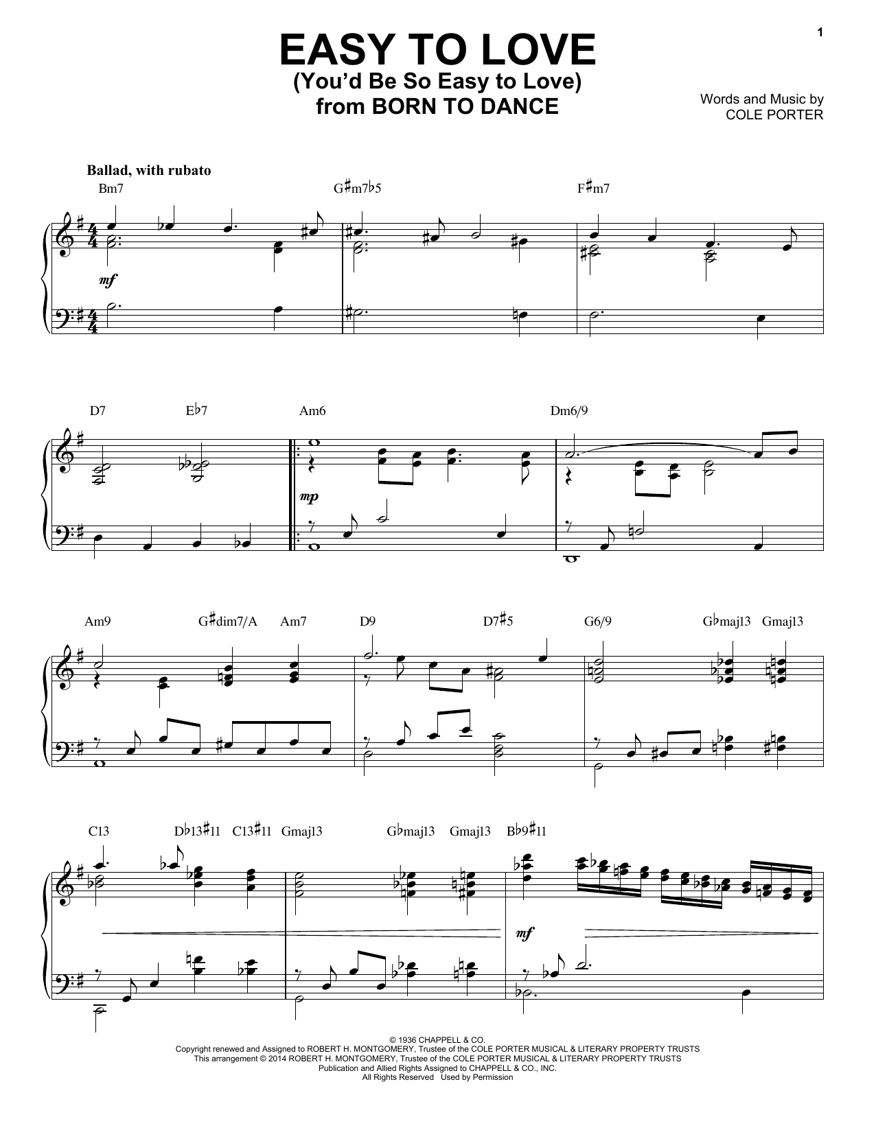 Cole Porter Easy To Love (You'd Be So Easy To Love) [Jazz version] (arr. Brent Edstrom) Sheet Music