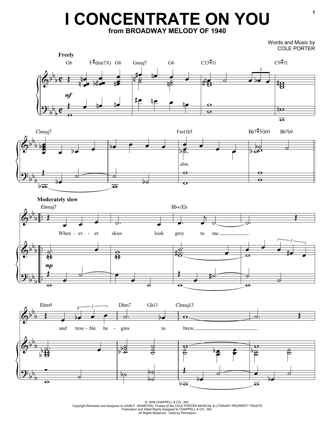 Cole Porter I Concentrate On You [Jazz version] (from Broadway Melody Of 1940) (arr. Brent E Sheet Music