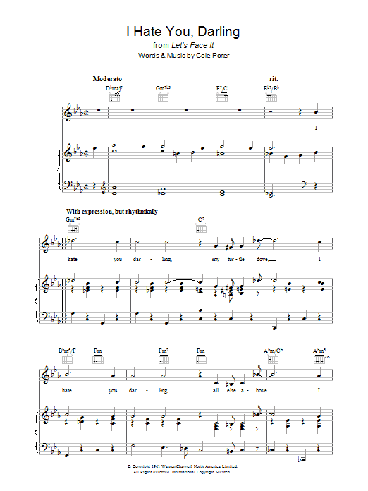 Cole Porter I Hate You, Darling Sheet Music