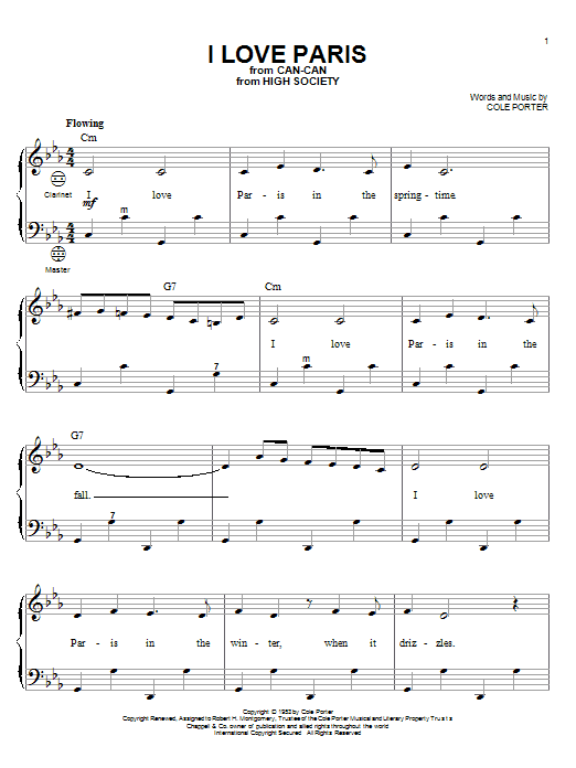 Cole Porter I Love Paris (arr. Gary Meisner) Sheet Music