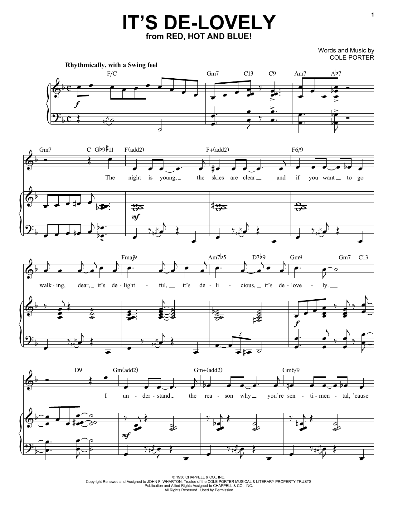 Cole Porter It's De-Lovely [Jazz version] (from Red, Hot And Blue!) (arr. Brent Edstrom) Sheet Music