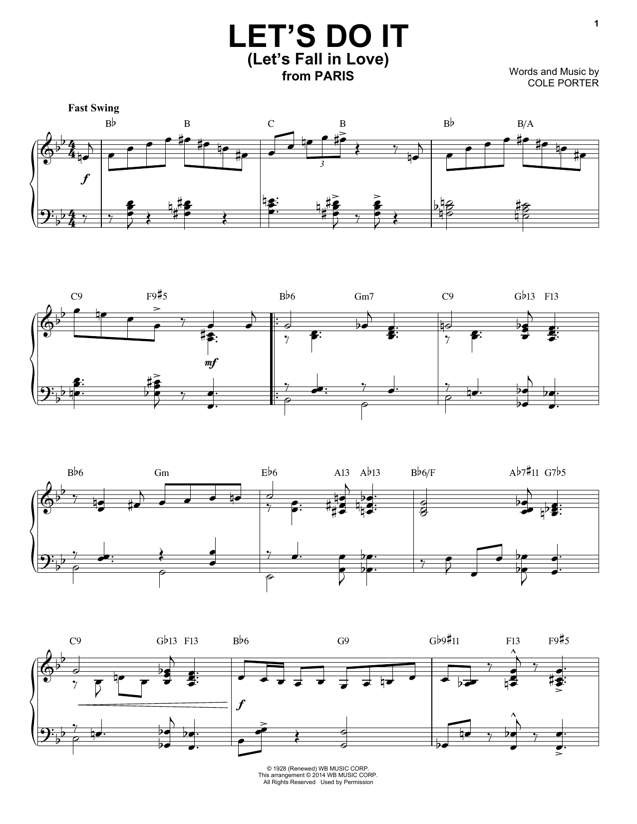 Cole Porter Let's Do It (Let's Fall In Love) [Jazz version] (arr. Brent Edstrom) Sheet Music