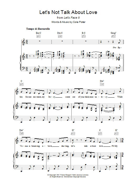 Cole Porter Let's Not Talk About Love Sheet Music