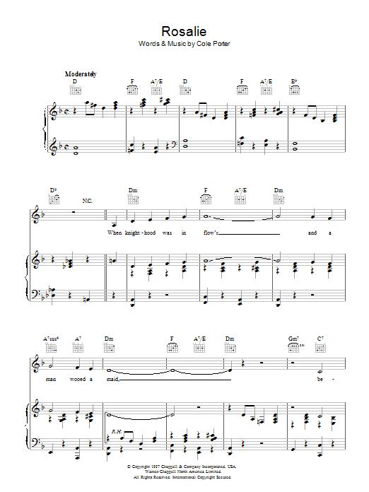 Cole Porter Rosalie Sheet Music