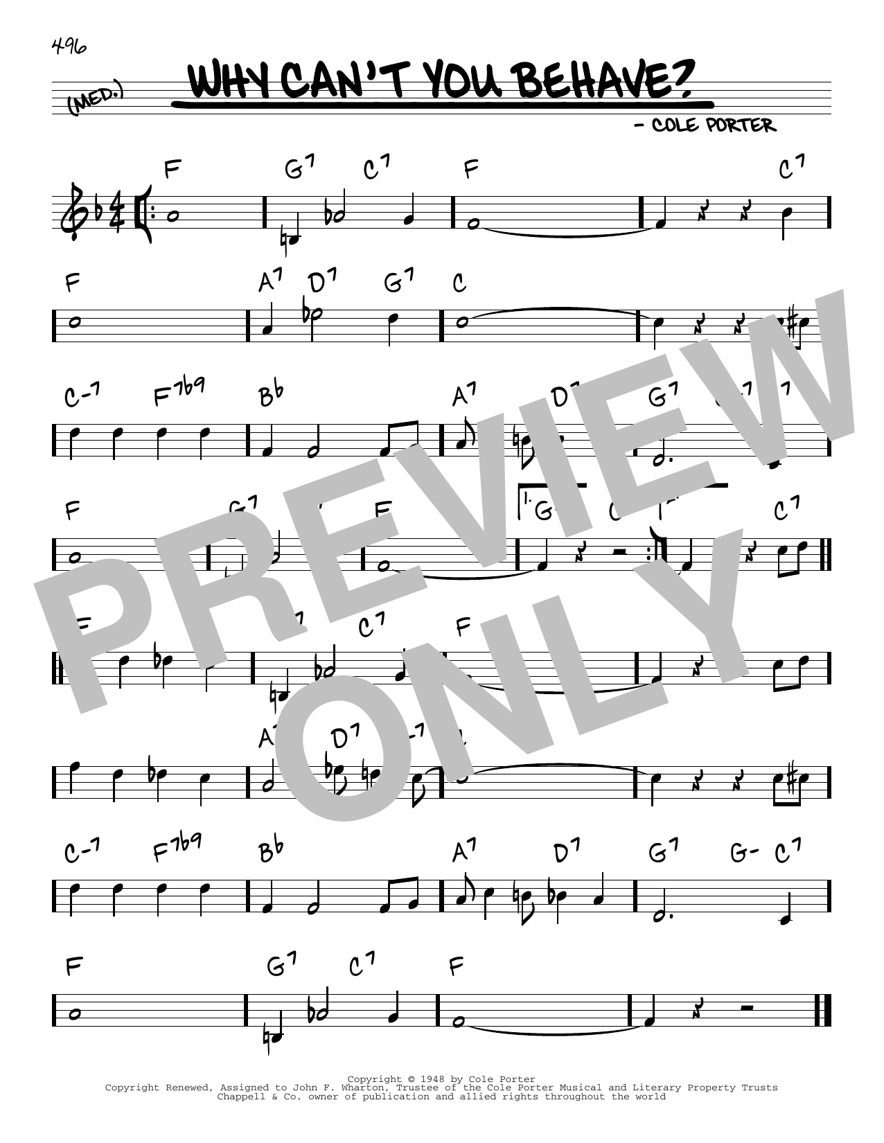 Cole Porter Why Can't You Behave? Sheet Music