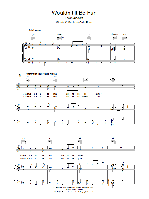 Cole Porter Wouldn't It Be Fun? Sheet Music