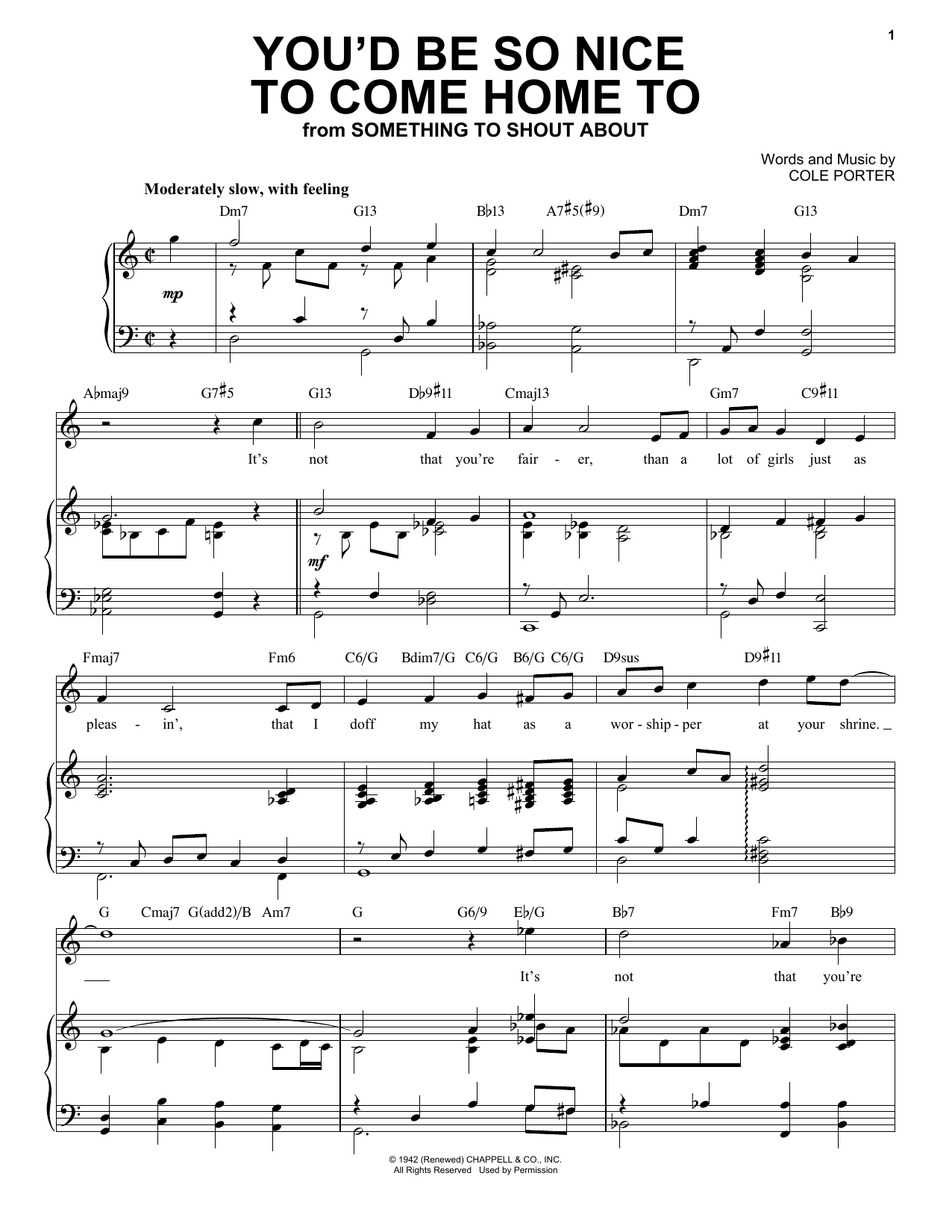 Cole Porter You'd Be So Nice To Come Home To [Jazz version] (from Something To Shout About) Sheet Music