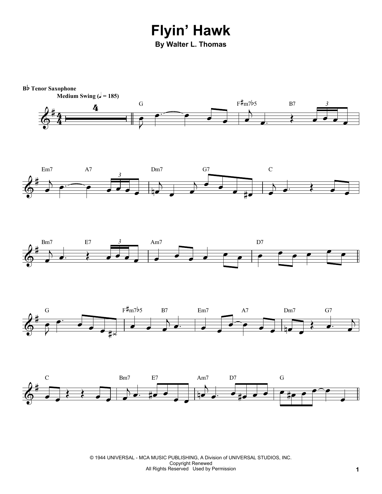 Coleman Hawkins Flyin' Hawk Sheet Music