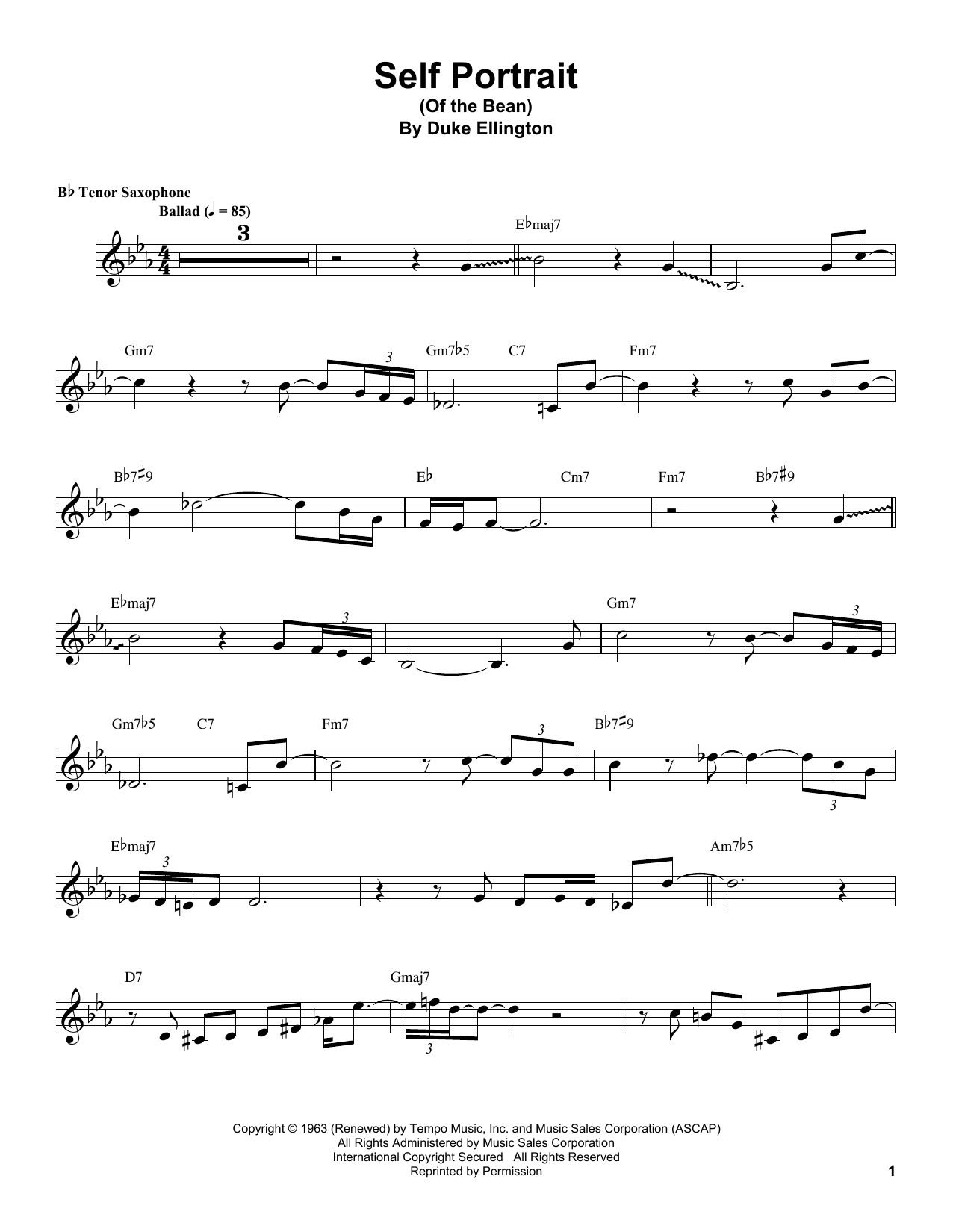 Coleman Hawkins Self Portrait (Of The Bean) Sheet Music