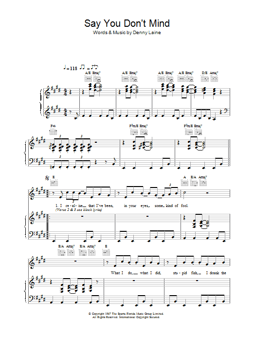 Colin Blunstone Say You Don't Mind Sheet Music
