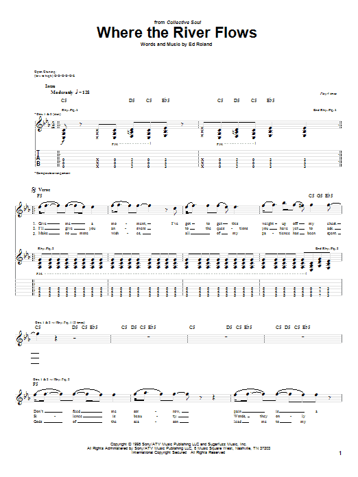 Collective Soul Where The River Flows Sheet Music