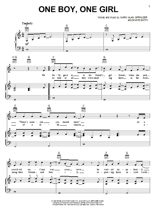 Collin Raye One Boy, One Girl Sheet Music