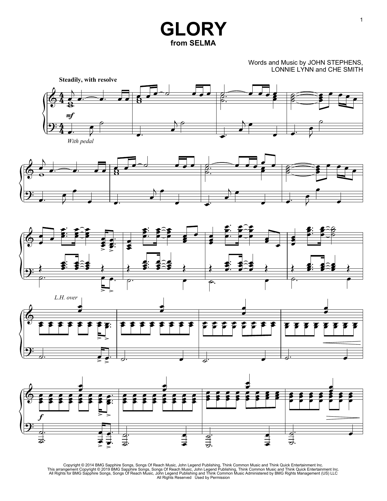 Common & John Legend Glory (from Selma) Sheet Music