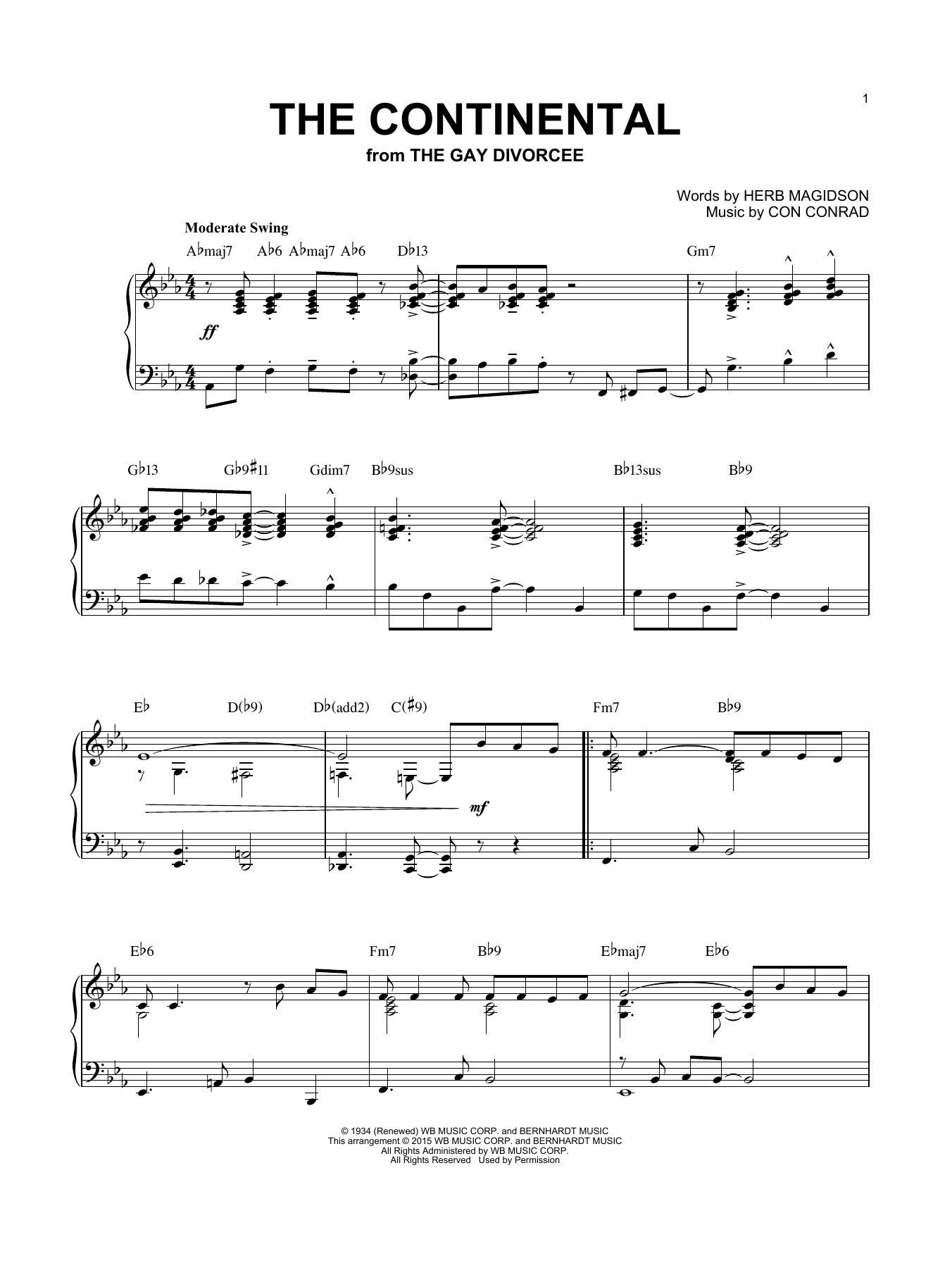 Con Conrad The Continental [Jazz version] (arr. Brent Edstrom) Sheet Music