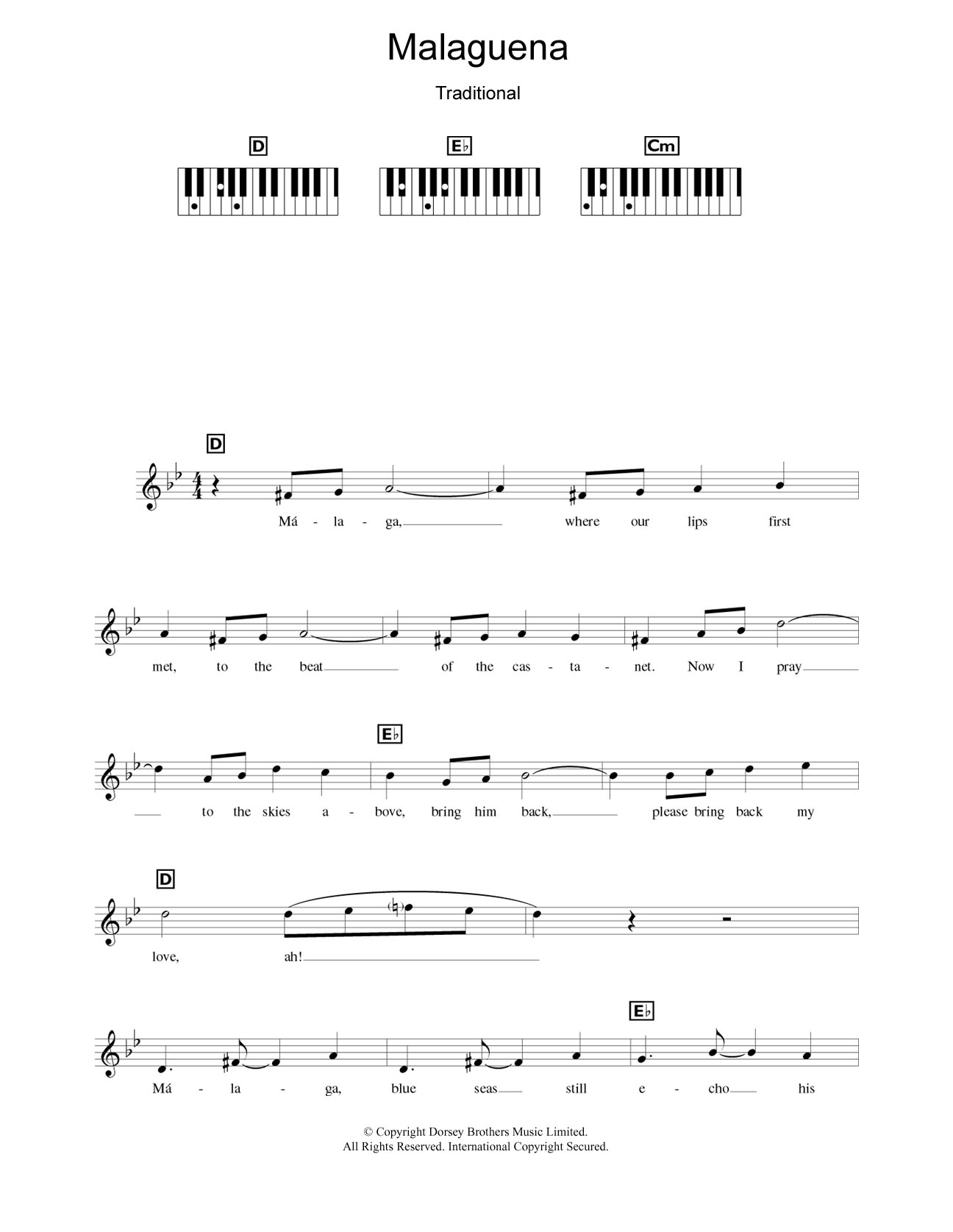 Connie Francis Malaguena Sheet Music