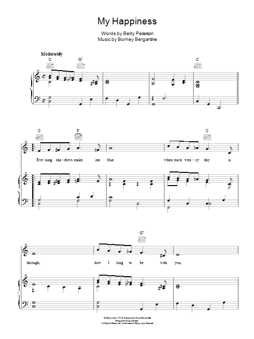 Connie Francis My Happiness Sheet Music