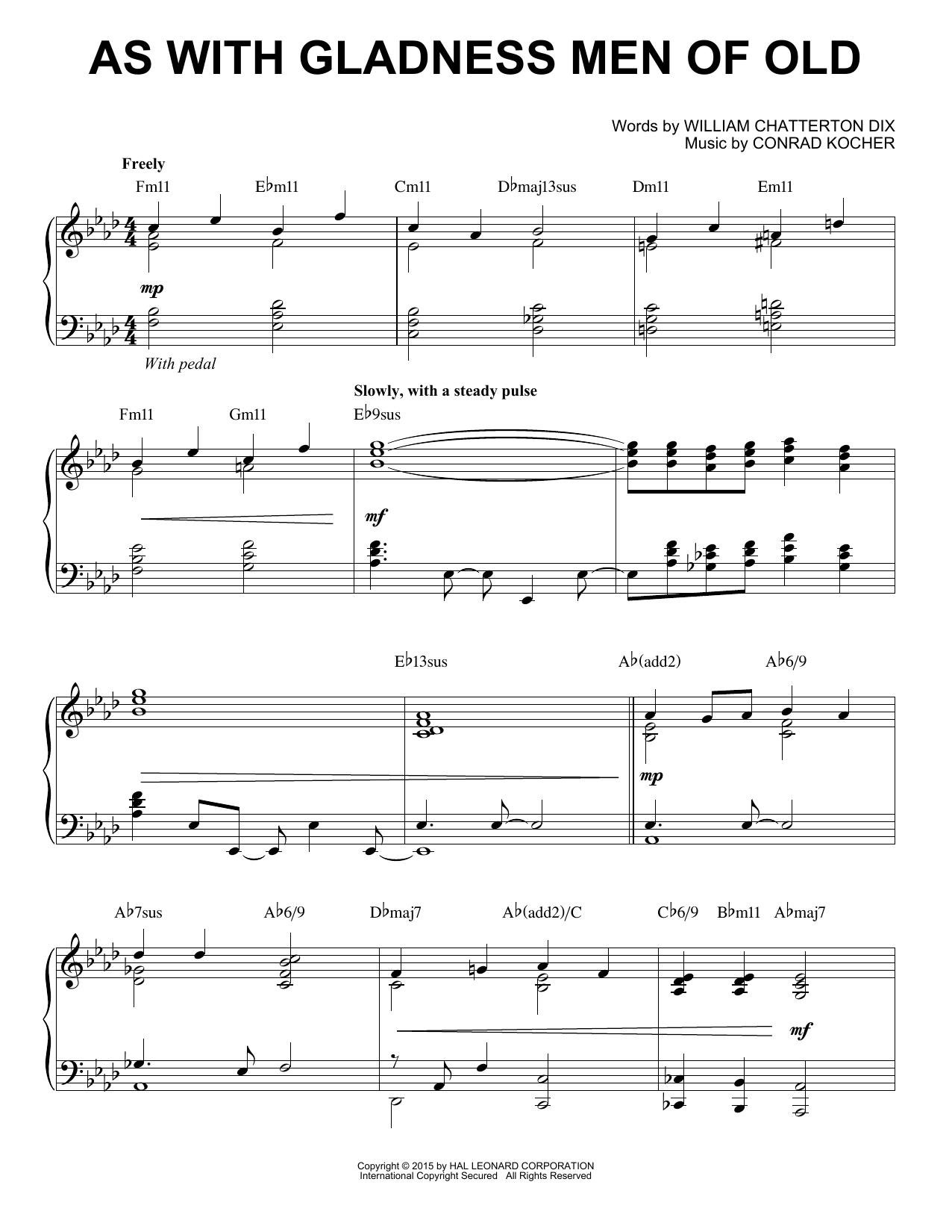 Conrad Kocher As With Gladness Men Of Old [Jazz version] Sheet Music