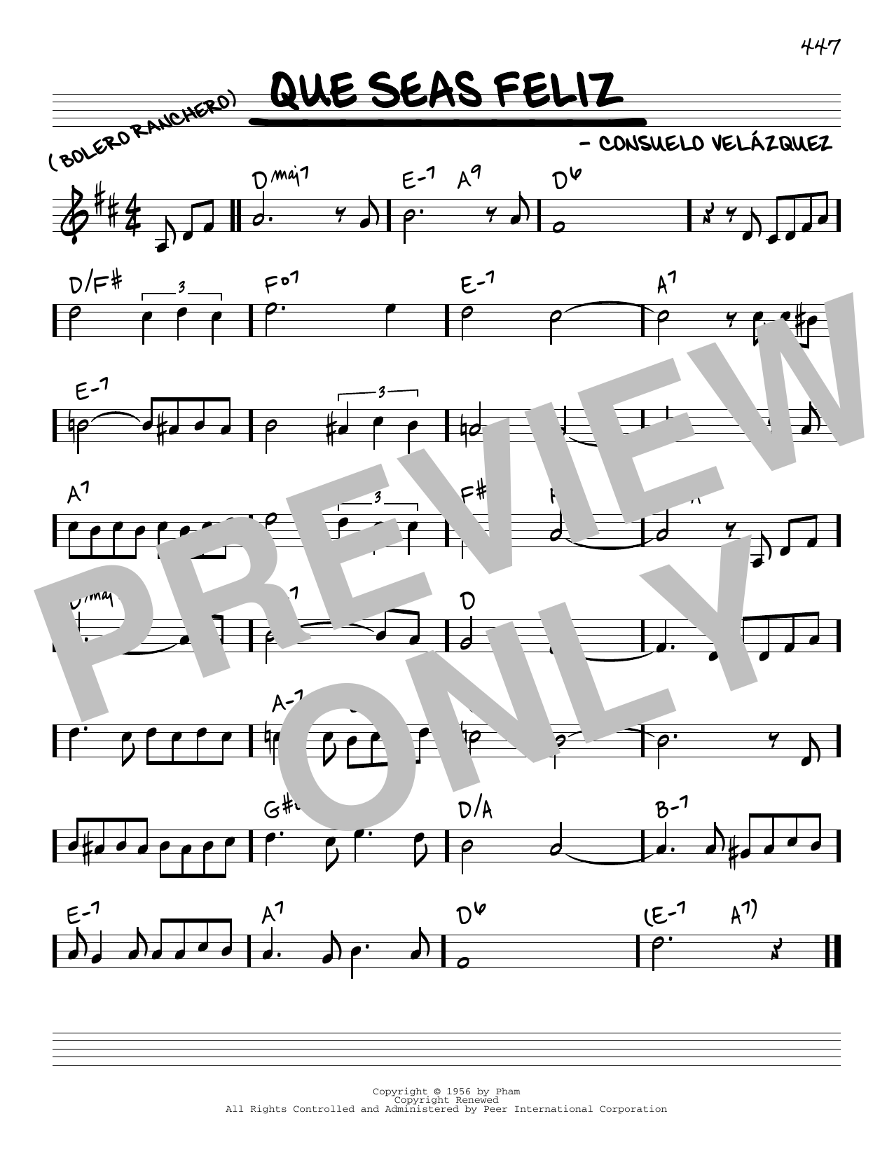 Consuelo Velazquez Que Seas Feliz Sheet Music