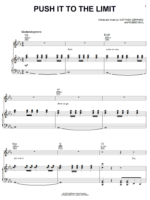 Corbin Bleu Push It To The Limit Sheet Music