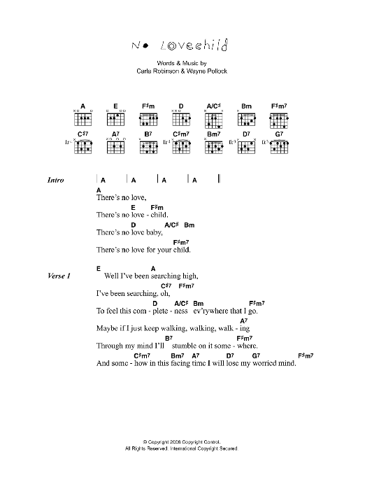 Corinne Bailey Rae No Love Child Sheet Music