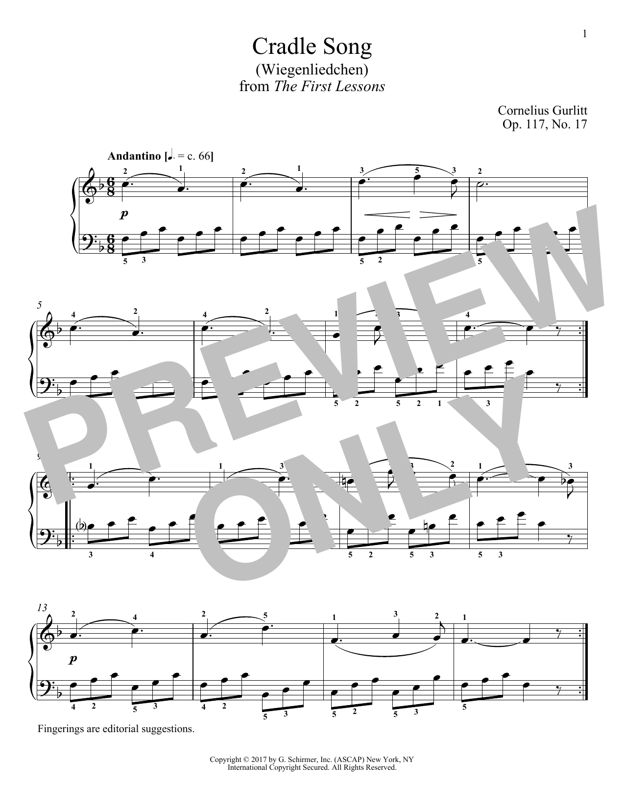 Cornelius Gurlitt Cradle Song (Wiegenliedchen), Op. 117, No. 17 Sheet Music