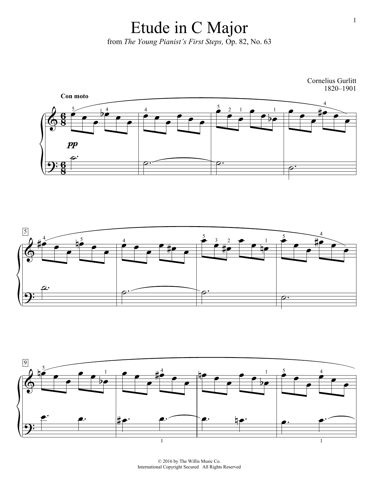 Cornelius Gurlitt Etude In C Major Sheet Music