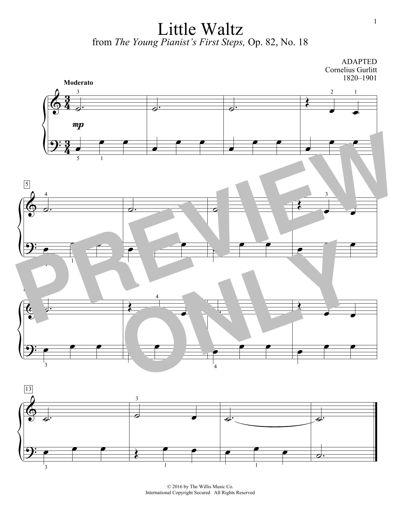 Cornelius Gurlitt Little Waltz Sheet Music