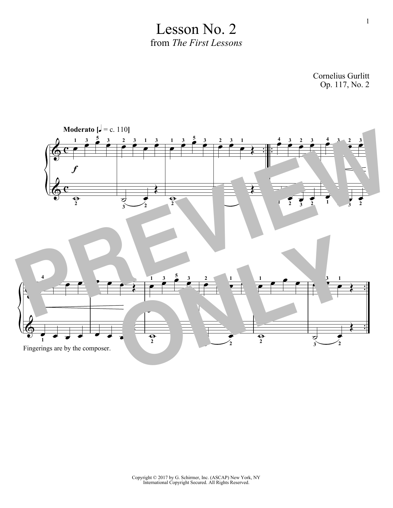 Cornelius Gurlitt Moderato, Op. 117, No. 2 Sheet Music