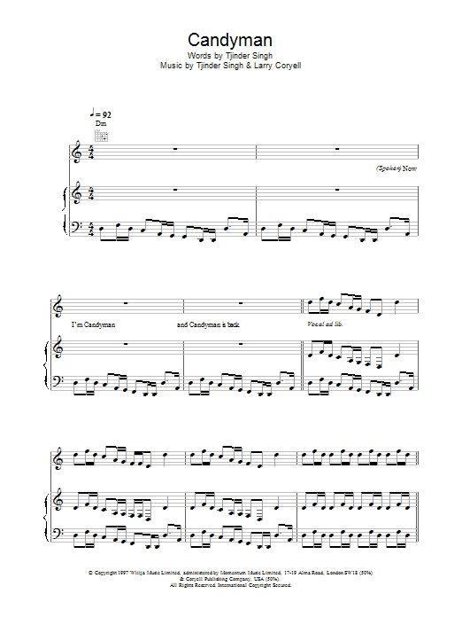 Cornershop Candyman Sheet Music