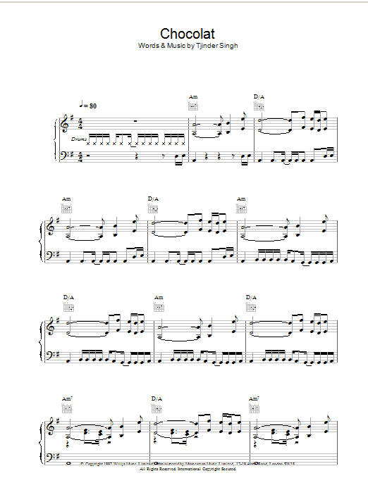 Cornershop Chocolat Sheet Music