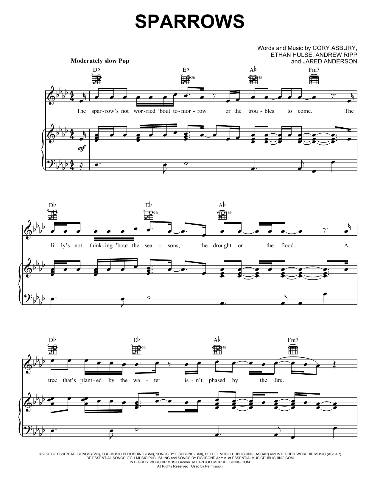 Cory Asbury Sparrows Sheet Music