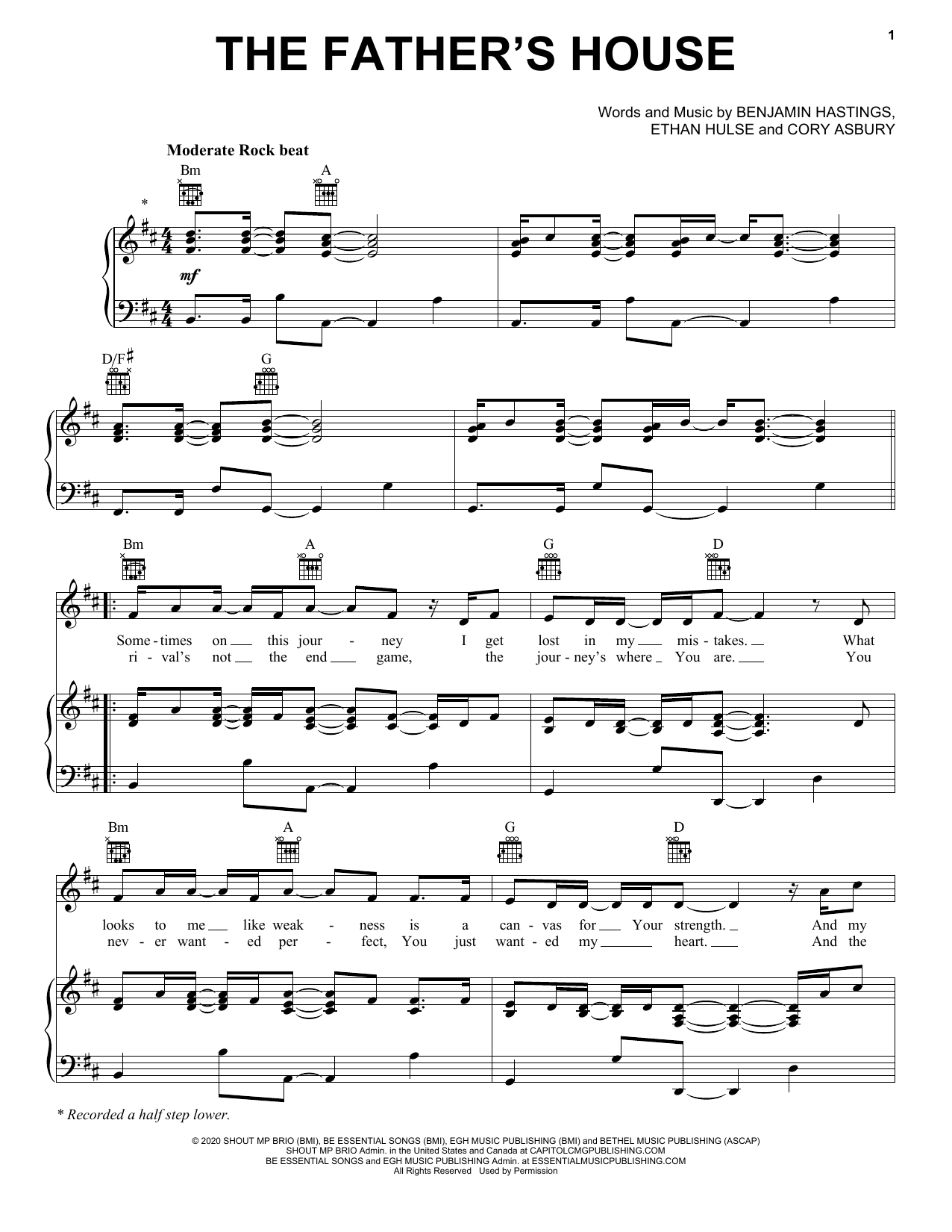 Cory Asbury The Father's House Sheet Music