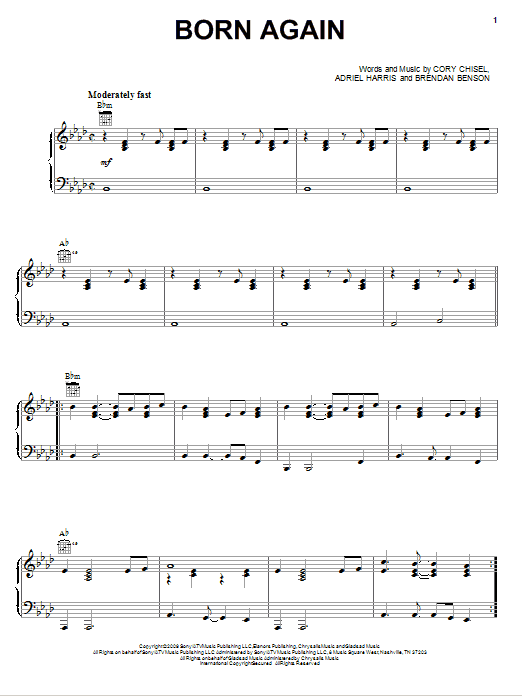 Cory Chisel And The Wandering Sons Born Again Sheet Music