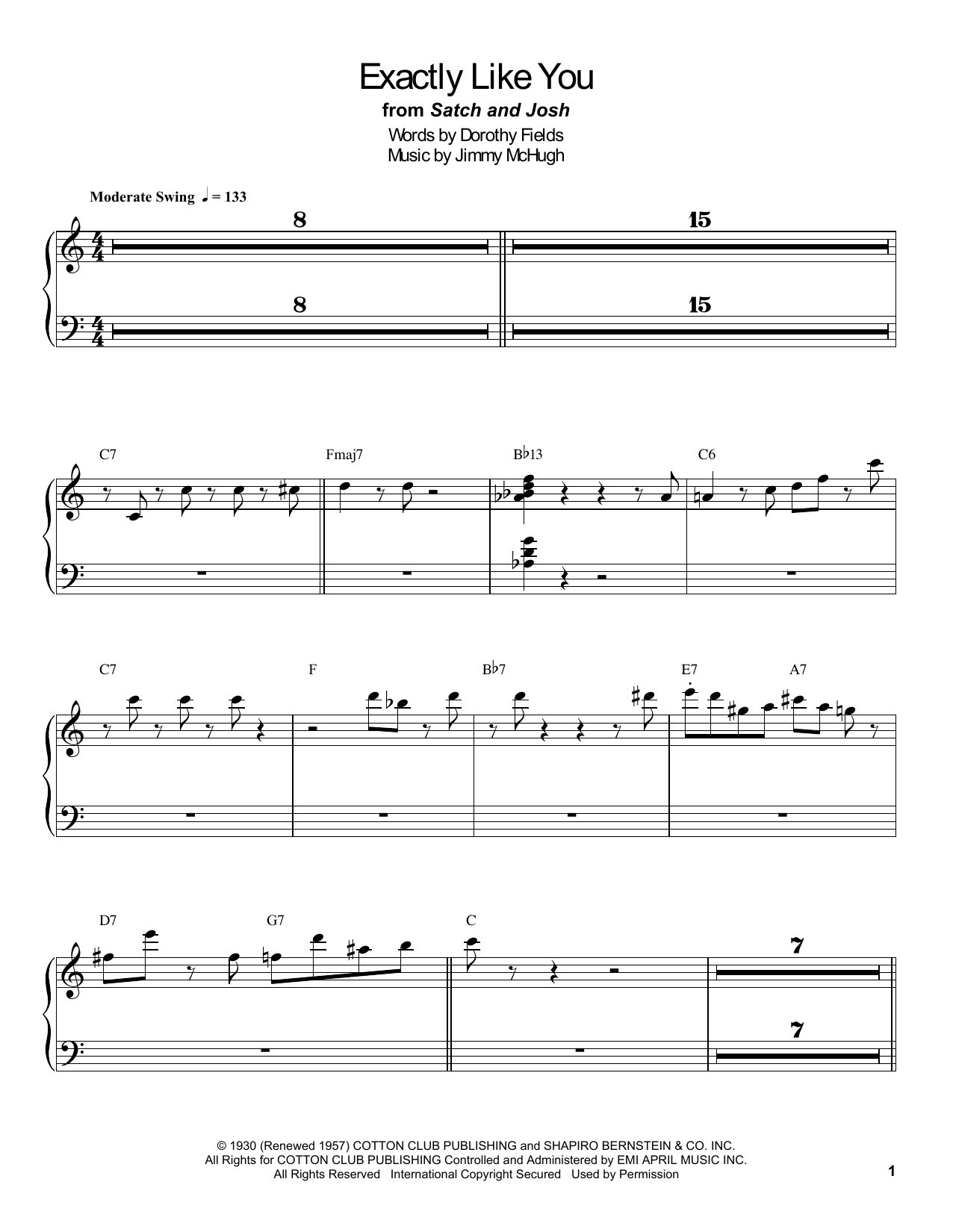 Count Basie Exactly Like You Sheet Music