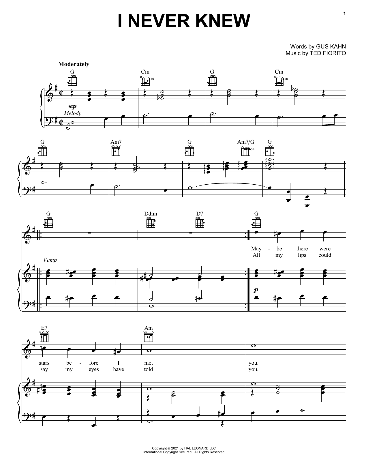 Count Basie I Never Knew Sheet Music