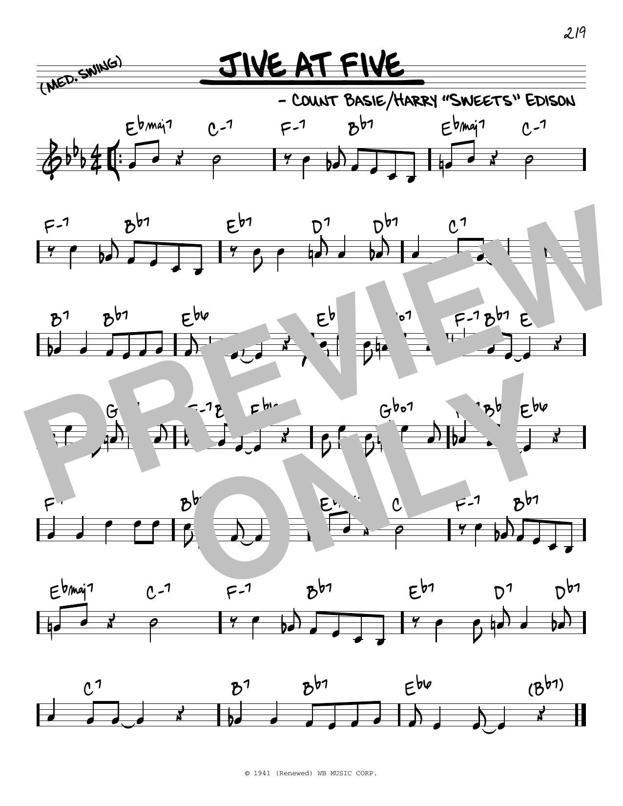 Count Basie Jive At Five Sheet Music