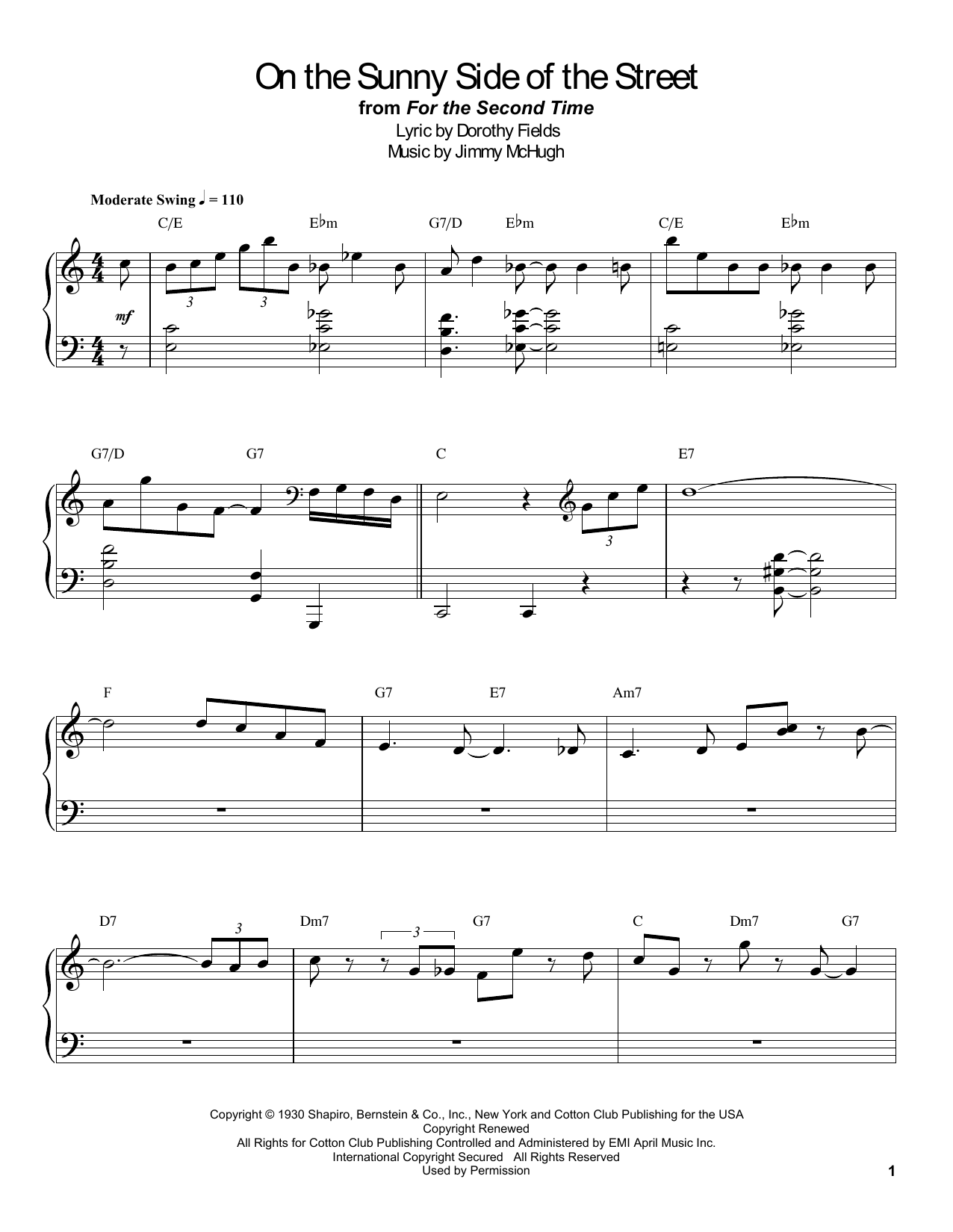 Count Basie On The Sunny Side Of The Street Sheet Music