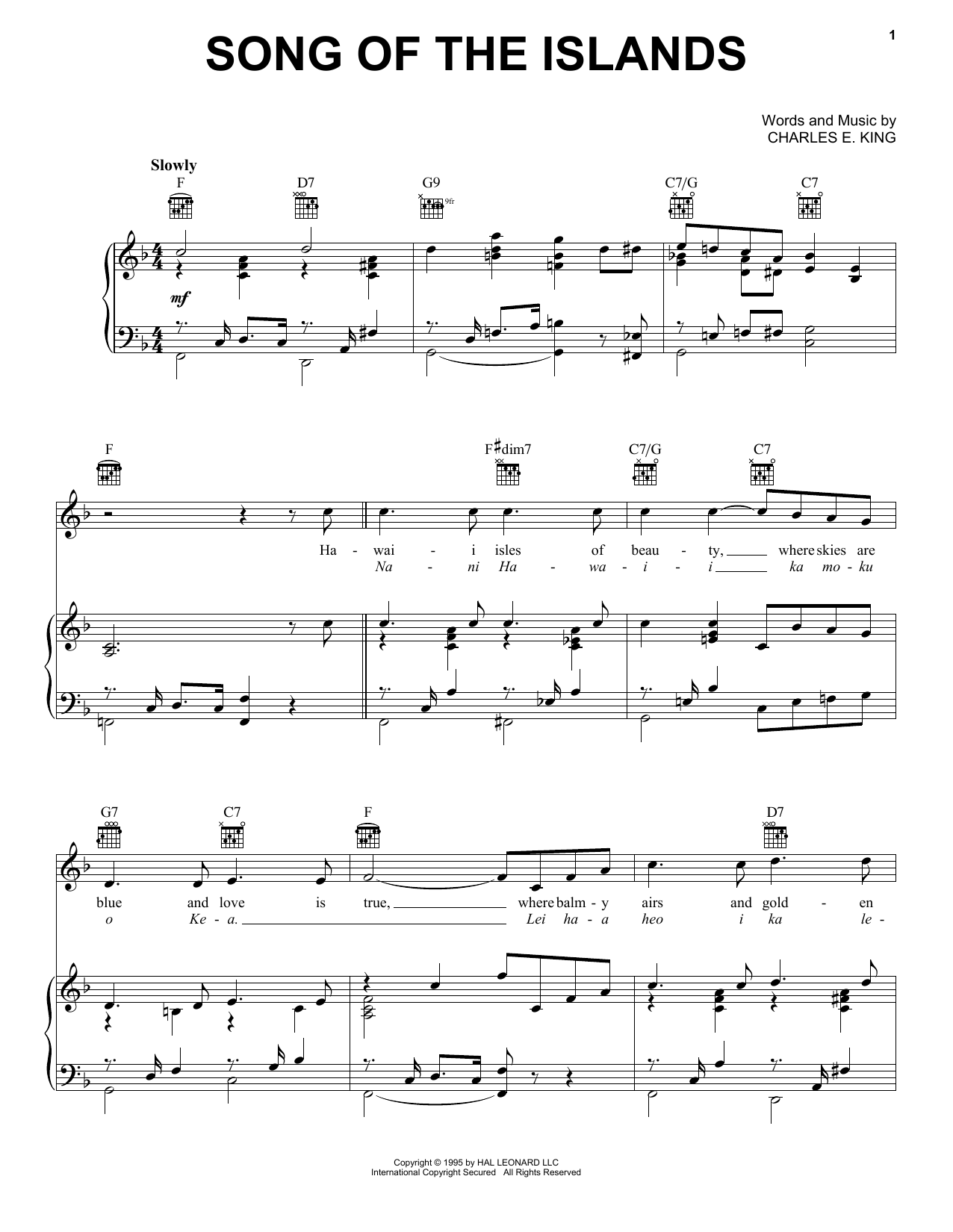 Count Basie Song Of The Islands Sheet Music